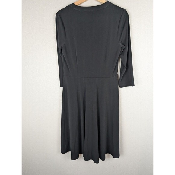 Talbots Dress Black M Petite Classic Stretchy Midi Career Party Elegant 152 - Picture 2 of 6